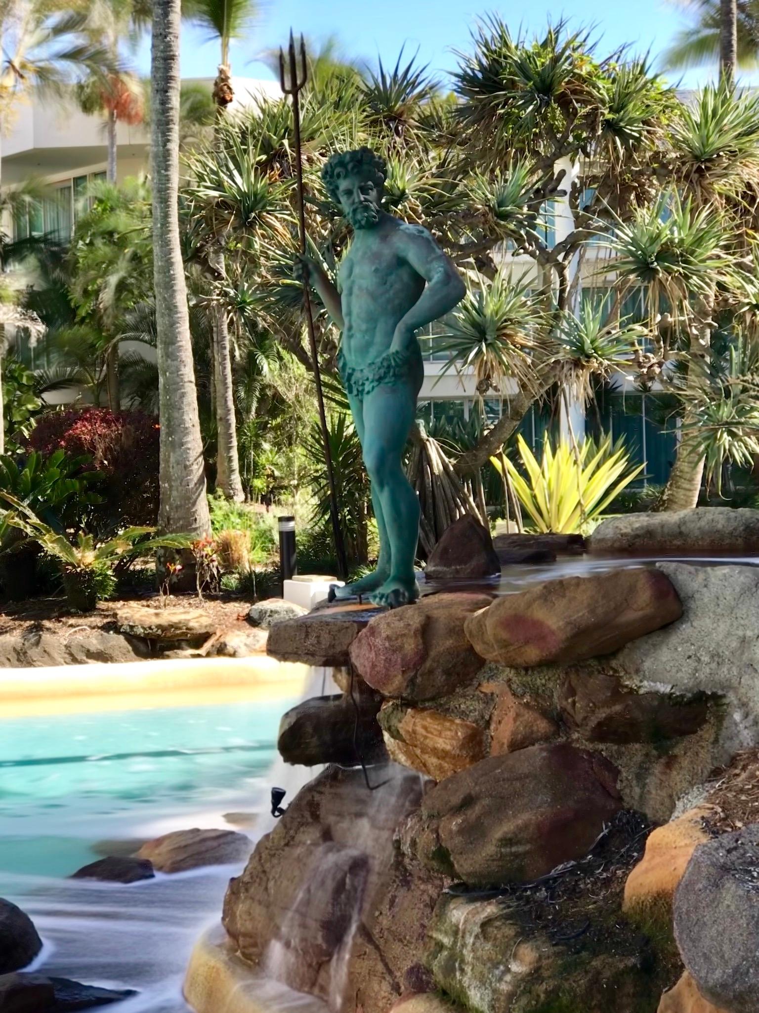 Neptune and waterfall at Sheraton Grand Mirage Resort, Gold Coast